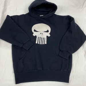 Marvel The Punisher Skull Graphic Hoodie Black Mens Medium Pullover Sweatshirt